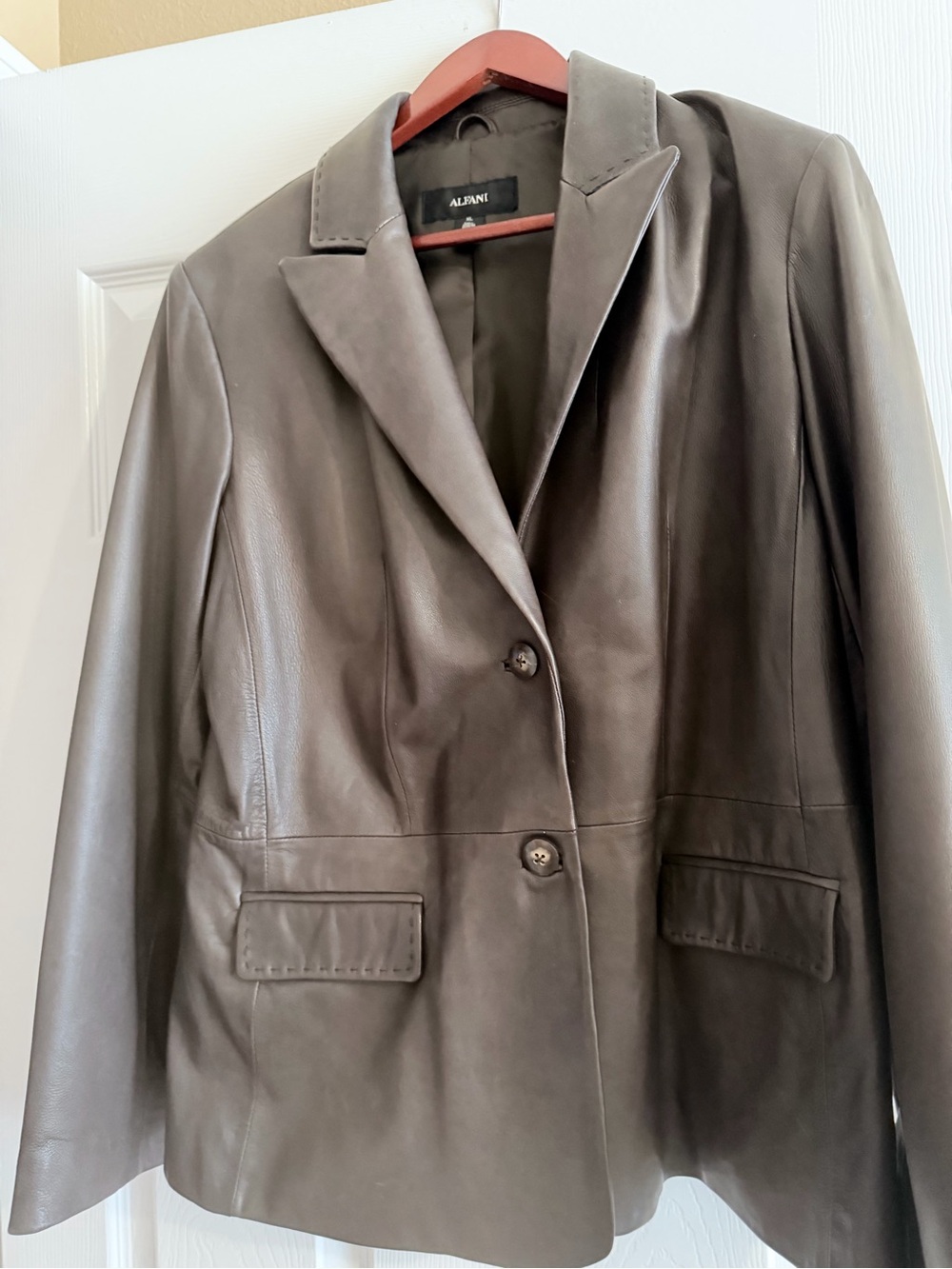 Alfani Women's Dark Brown Leather Blazer Jacket